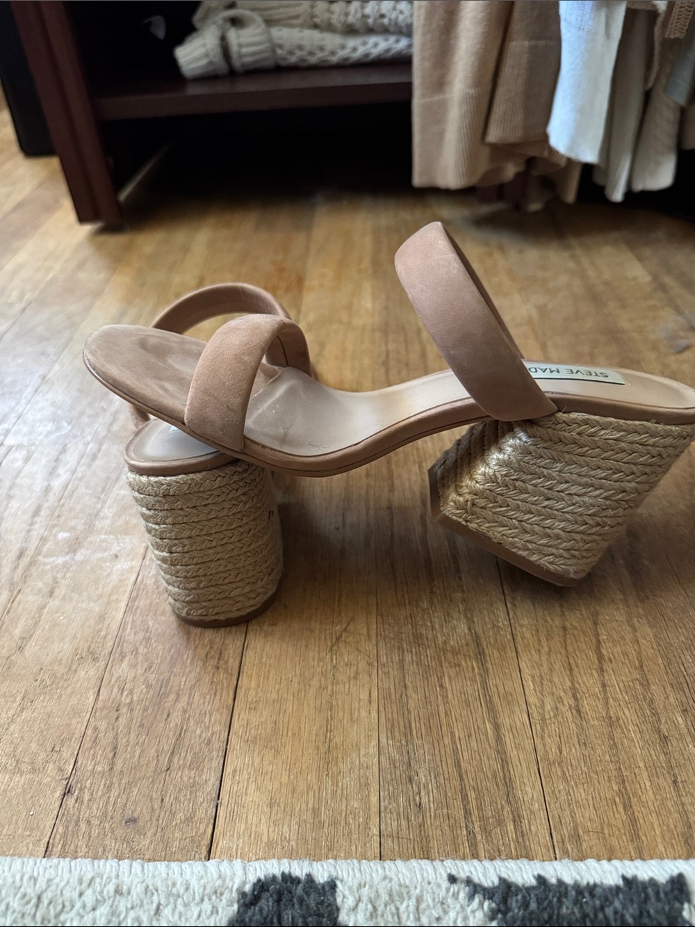 Steve Madden Blush Tan Double-Strap Block Heel Sandals - Picture 3 of 4